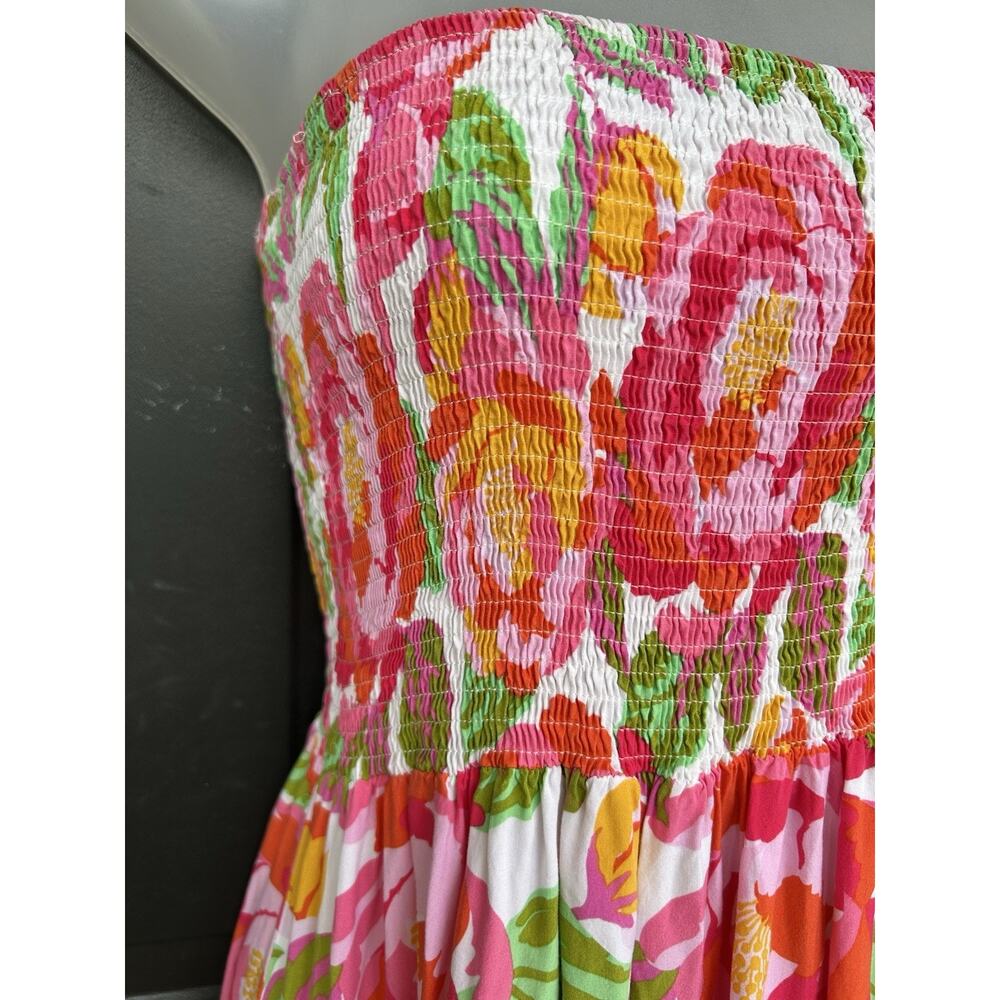 Abel The Label Anthropologie Floral Strapless Smocked Tiered Maxi Dress Size Med - Picture 8 of 12